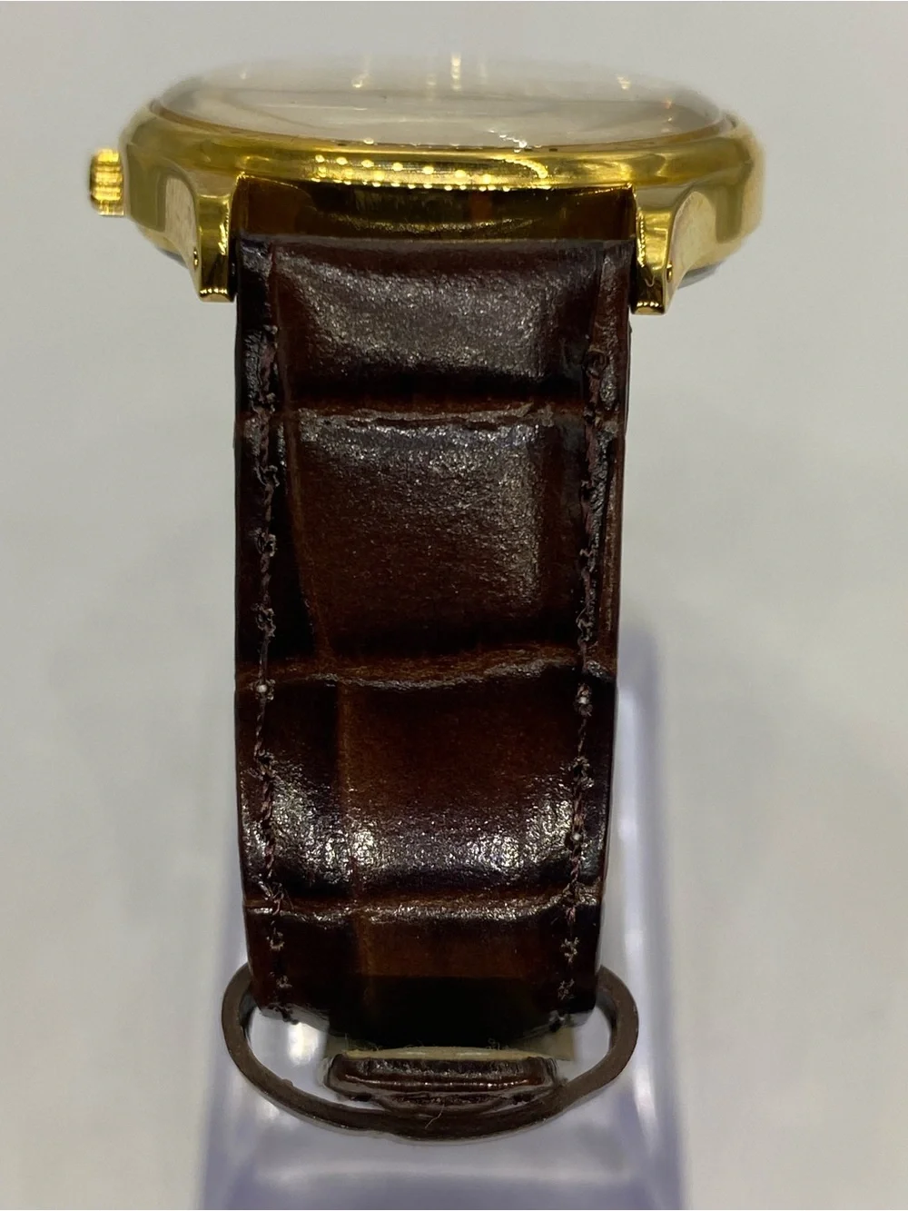 Men’s * Disney ^^^ 3d Mickey Mouse Gold Tone Quartz Watch” Tan Leather Strap ***